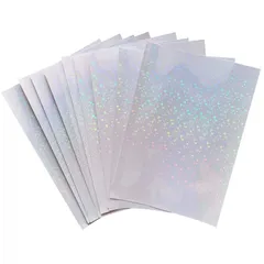 【数量限定】カッティングシール キラキラ ステッカー A4サイズ 光沢 透明 ステッカー ホログラムシール シート 10枚 （スター）