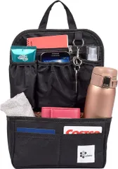 Lelotte バッグインバッグ 縦型 リュックインナーバッグ A4 トートバッグ用 バックインバック 小さめ( ブラック)