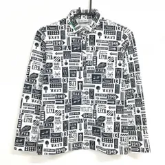 【美品】アディダス 長袖ポロシャツ 白×ダークネイビー 総柄 レディース M/M ゴルフウェア adidas