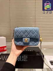 【今日特価】Chanel Denim Gold Ball Quilted Flap Bag デニム ゴールドボール クォールト スモール-WTO輸入