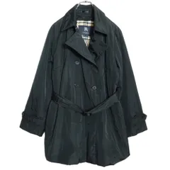 【美品】バーバリーロンドン★ノバチェック♪ハーフコート 大きいサイズ15 黒系 キルティングライナー付き z15737