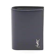 サンローランパリ SAINT LAURENT PARIS 二つ折り財布 カサンドラ 6687361JB0E1000 ブラック レザー 二つ折り財布 メンズ 新品のサムネイル