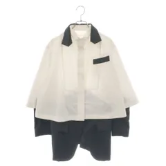 Sacai (サカイ) 21SS レイヤード スーチング 長袖シャツジャケット ブラック/ホワイト 21-05525のサムネイル