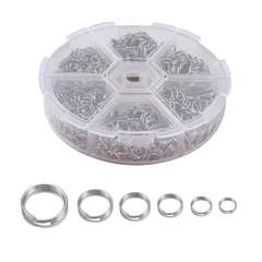 【特価商品】ジャンプリング 金具 基礎パーツ 6種 キーホルダー パーツ 4-10mm スプリットキーリング 鉄製 DIY用 二重丸カン クラフト用品 ブレスレット サムコス ネックレス (シルバー)