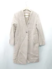 ◇ ⊇ B:MING by BEAMS ビームス ウール混合 長袖 ノーカラーロングコート サイズM ベージュ レディース E  【1409240036197】のサムネイル