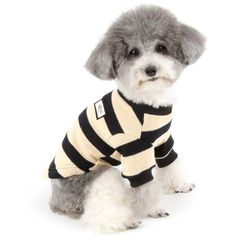 新品　ZUNEA 犬服 秋冬 ニット セーター 小型犬 おしゃれ かわいい ストライプ コート ジャケット 暖かい 防寒 綿服 冬服 あたたかい tシャツ ペット 猫用 トイプードル チワワ ドッグウェア 洋服 お散歩 ブラック XL