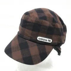 ★SALE価格★【美品】アディダス ワークキャップ ブラウン×黒 チェック 表微起毛 一部ボア裏地  57cm ゴルフウェア adidasのサムネイル