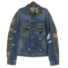 ドルチェ&ガッバーナ ドルガバ DOLCE&GABBANA カモフラ切替 デニムジャケット ブルゾン 48 インディゴ G9WS5Z 国内正規