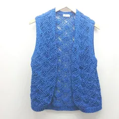◇ lowrys farm セーター ニット 前開き 羽織もの 重ね着 レイヤード ベスト サイズFREE ブルー レディース E  【1310050043117】