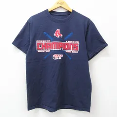 L/古着 半袖 ビンテージ Tシャツ メンズ 00s MLB ボストンレッドソックス チャンピオンズ コットン クルーネック 紺 ネイビー メジャーリー