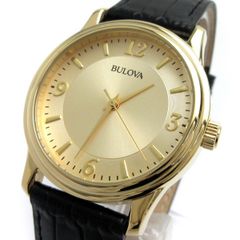ブローバ  クラシック ゴールドラウンド メンズ 3針 革 97A70 BULOVA クォーツ 箱 保証書 稼動品 未使用 保管品