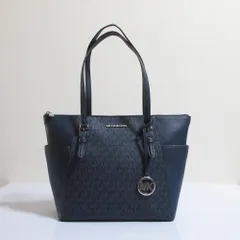 未使用 MICHAEL KORS マイケルコース シャーロット シグネチャー ラージ トップ ジップ トート バッグ 35T0SCFT3B ネイビー レディース 古着 中古 USED