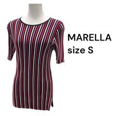 □マレーラMARELLA ストライプ カットソー Tシャツ size S レディース S5T315