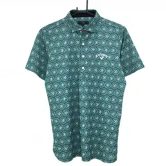 【美品】キャロウェイ 半袖ポロシャツ グリーン 総柄 ロゴ刺しゅう メンズ M ゴルフウェア Callaway