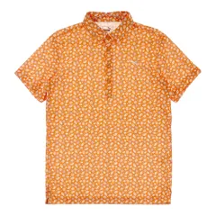 サイズ：M PUMA GOLF プーマゴルフ  半袖ポロシャツ 総柄 オレンジ系 [240101505865] ゴルフウェア メンズ ストスト