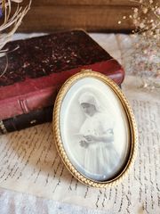 フランス アンティーク　両面　ガラス付き　真鍮フォートフレーム　1900年