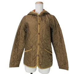 ラベンハム LAVENHAM キルティング ジャケット 中綿 フード パイピング ワッペン 34 S相当 茶 ブラウン Xのサムネイル
