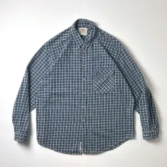 Levi's ボタンダウンインディゴチェックシャツ XL 90s ネイティブ柄 リーバイス ヴィンテージ風 メンズ カジュアルシャツ アメカジ 古着 レアデザイン