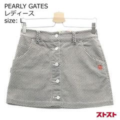PEARLY GATES パーリーゲーツ ミニスカート 白 黒 千鳥柄 赤刺繍