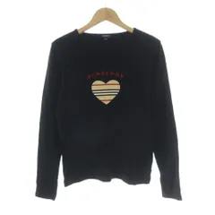 バーバリー ロンドン BURBERRY LONDON Tシャツ カットソー 長袖 クルーネック ロゴ刺繍 ハート プリント 女の子 160cm 黒 ブラック BP232-769 /KU