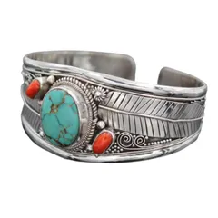 【特価セール】インディアン アクセサリー ジュエリー ターコイズ リーフ柄 バングル ボヘミアン ナバホ メンズ アメカジ [Jotml] ファッション