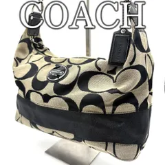 コーチ シグネチャー ホーボーバッグ ブラック キャンバス×レザー Y2K COACH Signature Hobo Bag Black Canvas Leather Y2K