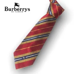 美品★バーバリーズ ヴィンテージ ネクタイ 赤 ホースマーク 斜めストライプ