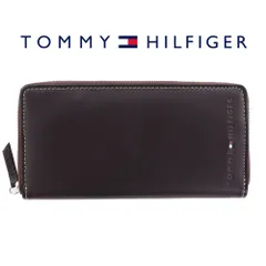 トミーヒルフィガー 財布 長財布 ラウンドファスナー TOMMY HILFIGER WELLESLEY ウェルズリー 31TL13X015 200 ダークブラウン レザー 本革 ロングウォレット