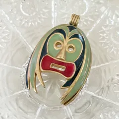 希少<!-利用不可文字-!>ドーラン D'ORLAN ペンダントトップ 仮面モチーフ マルチカラー ヴィンテージ