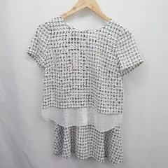 ◇ ⊂ INDIVI インディヴィ 総柄 薄手 上下セット 膝丈 セットアップ サイズ36 ホワイト系 レディース E  【1507080011395】