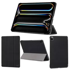 【在庫処分】iPad Pro (M4) 11インチ タブレットケース (ブラック) 2024年 春モデル 対応 (保護フィルム 付き/スリムタイプ) タブレットカバー