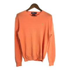 90年代 Polo by Ralph Lauren ポロ ラルフローレン Vネック コットン ニット セーター オレンジ (メンズ M) 中古 古着 S4431
