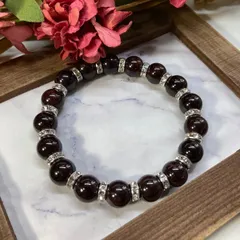 ガーネット パワーストーン ブレスレット 天然石 10mm （シルバー）メンズ・レディース 男性・女性 数珠ブレス 開運  [3]