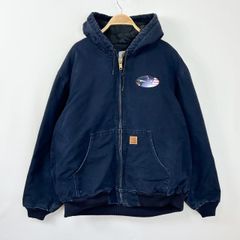 【フォロワー様クーポン配布中！】Carhartt カーハート メキシコ製 ダック地 ジップアップ アクティブパーカー アクティブジャケット ブルゾン  J130 MDT ネイビー 輸入古着 海外古着 US古着 メンズ メキシコ製 XLサイズ 【S8】