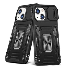 【特価商品】スマホケース 用 用 PC アイフォン15 TPUバンパー レンズ保護 防塵 車載ホルダー 人気 スタンド機能 落下防止 耐衝撃 滑り止め スライド式カメラカバー 指紋防止 リング付き 携帯カバー ケース 黒 15 K89 iPhone