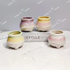 N0344 韓国  2号 【4個セット】雫シリーズ M かわいい 窯変 植木鉢 室内 陶器鉢 多肉 植物 鉢植え 激安 レア インテリア プレゼント 海外 盆栽 おすすめ プランター 人気 デザイン 観葉植物