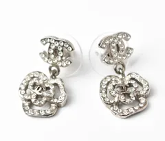 シャネル ピアス ココマーク/カメリア スイング ラインストーン/シルバー