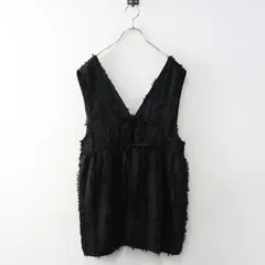 美品 2025SS スタジオクリップ studio CLIP 2wayシャギーVネックベスト F＼ブラック ギャザー 前後着 羽織り【2400014596281】