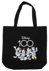 【中古】バッグ 集合/ディズニーロゴ100・ブラック トートバッグ 「Happyくじ ディズニー100」 D賞