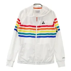 サイズ：M LE COQ GOLF ルコックゴルフ  フルジップ 長袖ジャケット パーカー マルチカラー ボーダー柄 ホワイト系 [240101346359] ゴルフウェア レディース ストスト