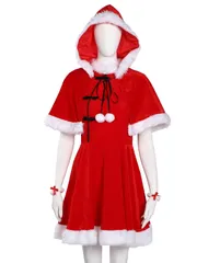 サンタ コスチューム 衣装 変身 レディース ふわふわ もこもこ 帽子 超かわいい ワンピース セクシー ミニワンピ 女子会 ハロウィン クリスマス コスプレ ペアルック 子供 大人 イベントトップス スカート 3点 セット