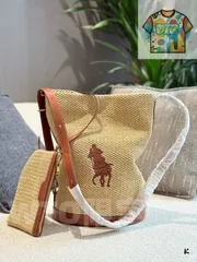 【今日WTO】Ralph Lauren Raffia Woven Bucket Bag / ラルフローレン ラフィア 編み バケツバッグ-WTO輸入-TO38