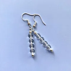 水晶  フックピアス （シルバー） 6mm イヤリング 樹脂ピアス  パワーストーン  ハンドメイド ◆