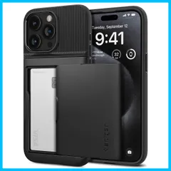 【人気商品】Pro Max ケース カード収納 15 米軍MIL規格 耐衝撃 iPhone パスケース スリム・アーマーCS Spigen ACS06589 (ブラック)