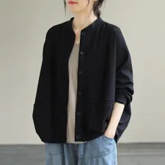 ☆ ブラック ☆ M ☆ レディーススタジャン ジャケット ykjpr41 ジャケット レディース カジュアル ブルゾン アウター スタジャン 羽織り 羽織 はおり ノーカラージャケット トップス カーディガン スウェット フードなし ライトコート