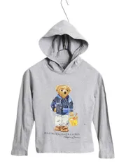 【お得なクーポン配布中!】 ポロベア ポロ ラルフローレン フード付き プリント 長袖 Tシャツ キッズ S 130cm / パーカー 長袖Tシャツ ロンT カットソー 子ども グレー