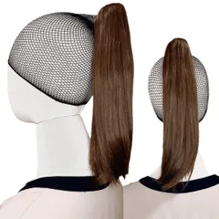 Luce brillare ポニテールウィッグ クリップ ストレート エクステ レディース ウィッグ グラデーション ハイライト ロング 短い 30cm 40cm 50cm 60cm 耐熱 子供 キッズ 髪飾り カラフル メ [ベージュブラウン] [30cm]