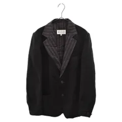 Martin Margiela (マルタンマルジェラ) 21SS SINGLE BREASTED JACKET リネン地 裏地ストライプ テーラードジャケット S50BN0468 ブラック 44のサムネイル