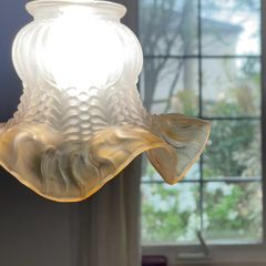 フランスアンティーク　ランプシェード　照明器具　古ガラス　茶色　フレンチインテリア【630】