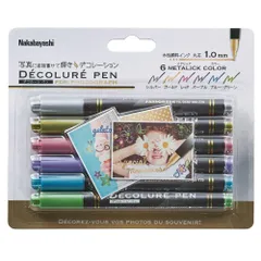 【特価商品】6色セット 写真デコレーション用 23524 メタリック デコルーレペン ナカバヤシ
